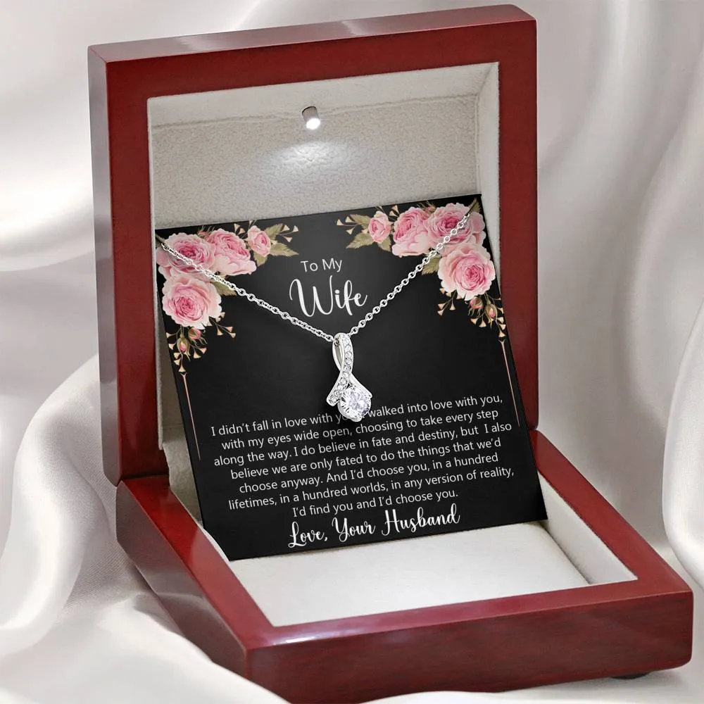To My Wife - I Walked Into Love With You Necklace Gift Set