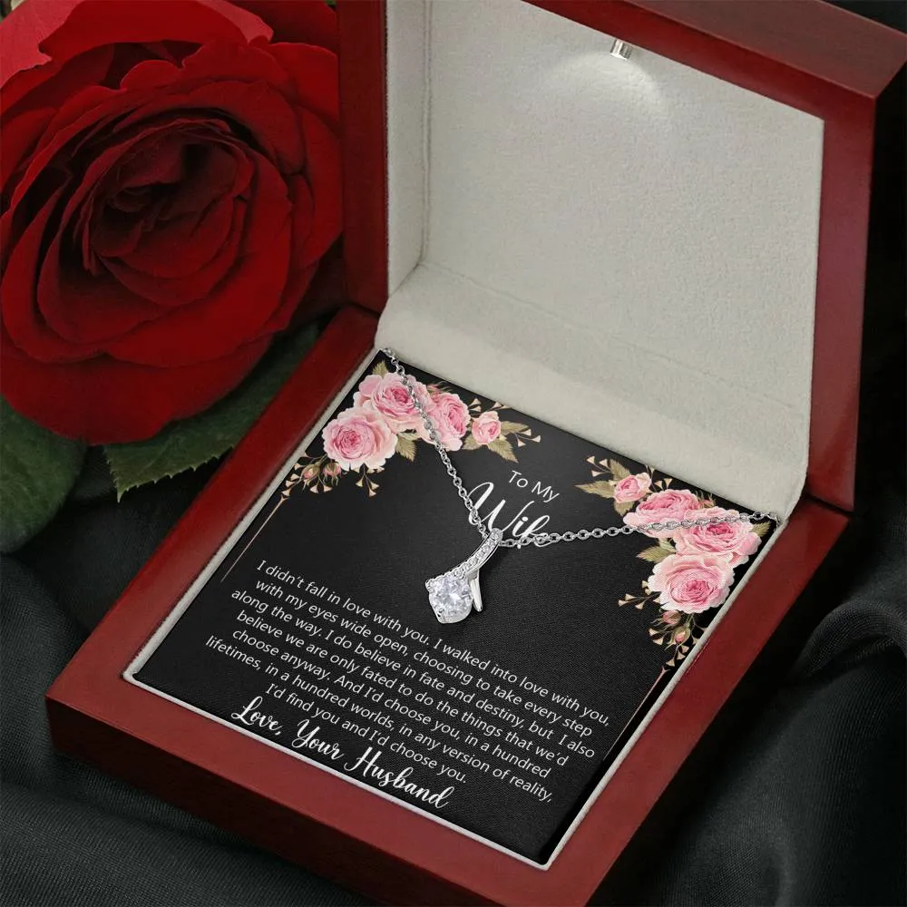 To My Wife - I Walked Into Love With You Necklace Gift Set