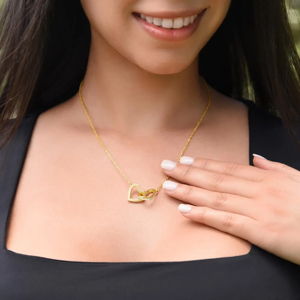 To Our Granddaughter (Grandma & Grandpa), Beautiful Interlocked Family Forever Hearts Gold Necklace