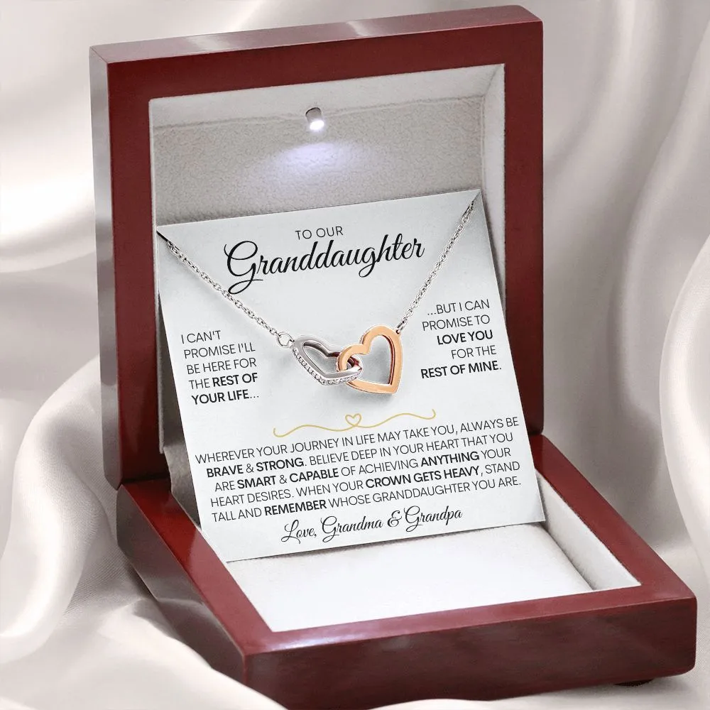 To Our Granddaughter (Grandma & Grandpa), Beautiful Interlocked Family Forever Hearts Gold Necklace