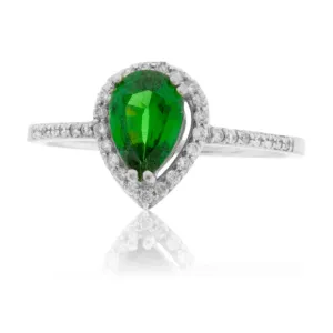 Tsavorite Garnet and Diamond Ring