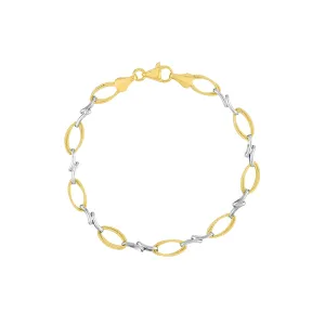 Two-Tone Textured Double Oval and X Bracelet