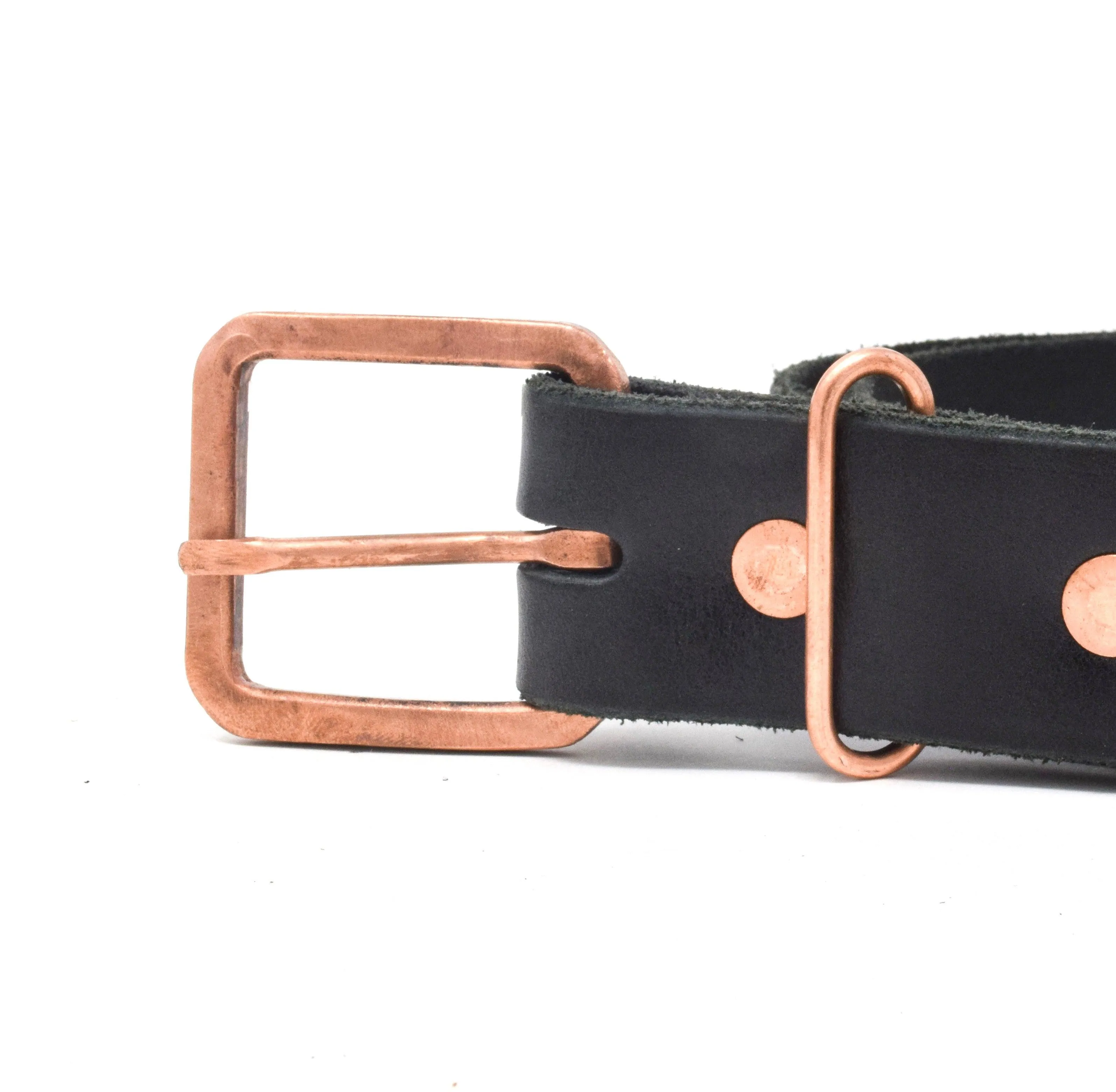 Venice Black & Square Rustic Copper Buckle Belt