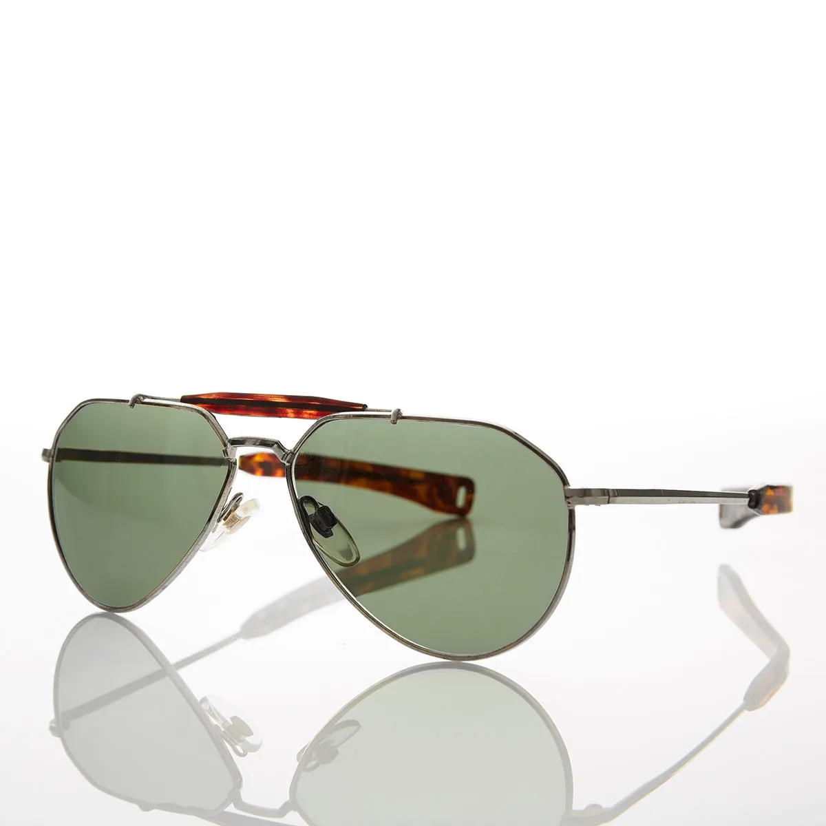 Vintage Aviator Sunglass Glass Lens Paddle Temples - Nolan