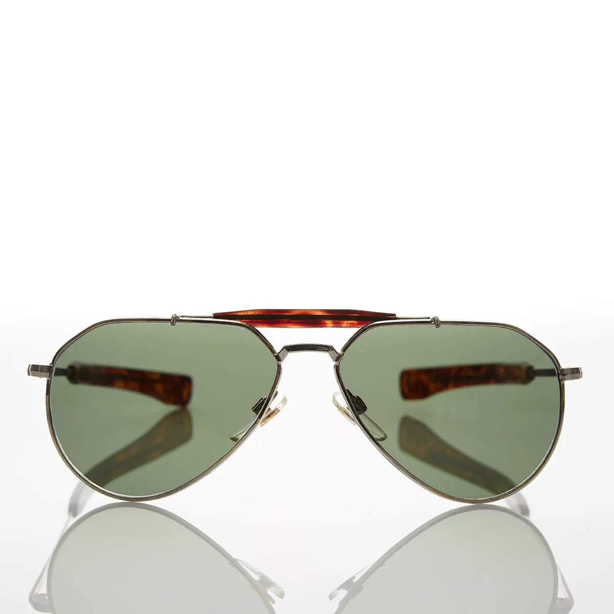 Vintage Aviator Sunglass Glass Lens Paddle Temples - Nolan
