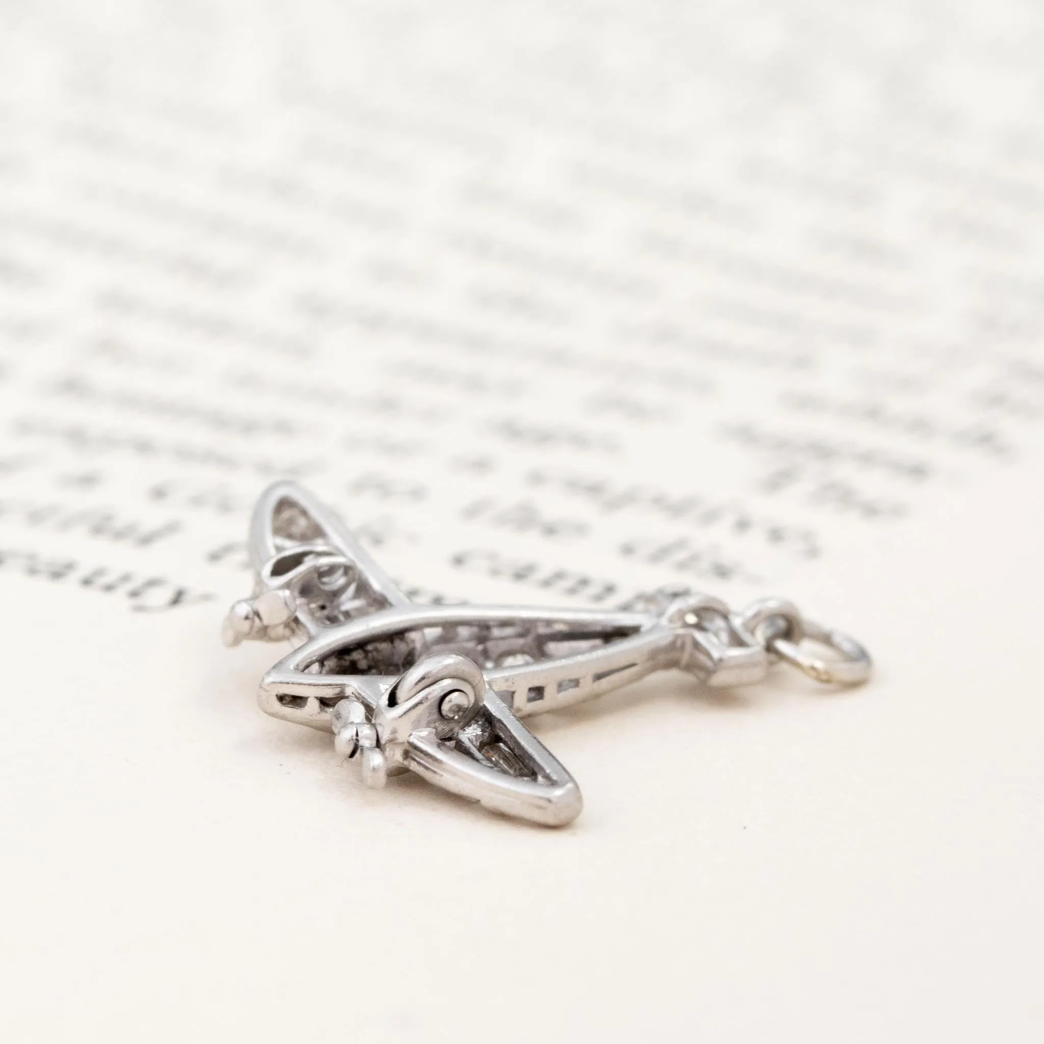 Vintage Diamond Airplane Charm