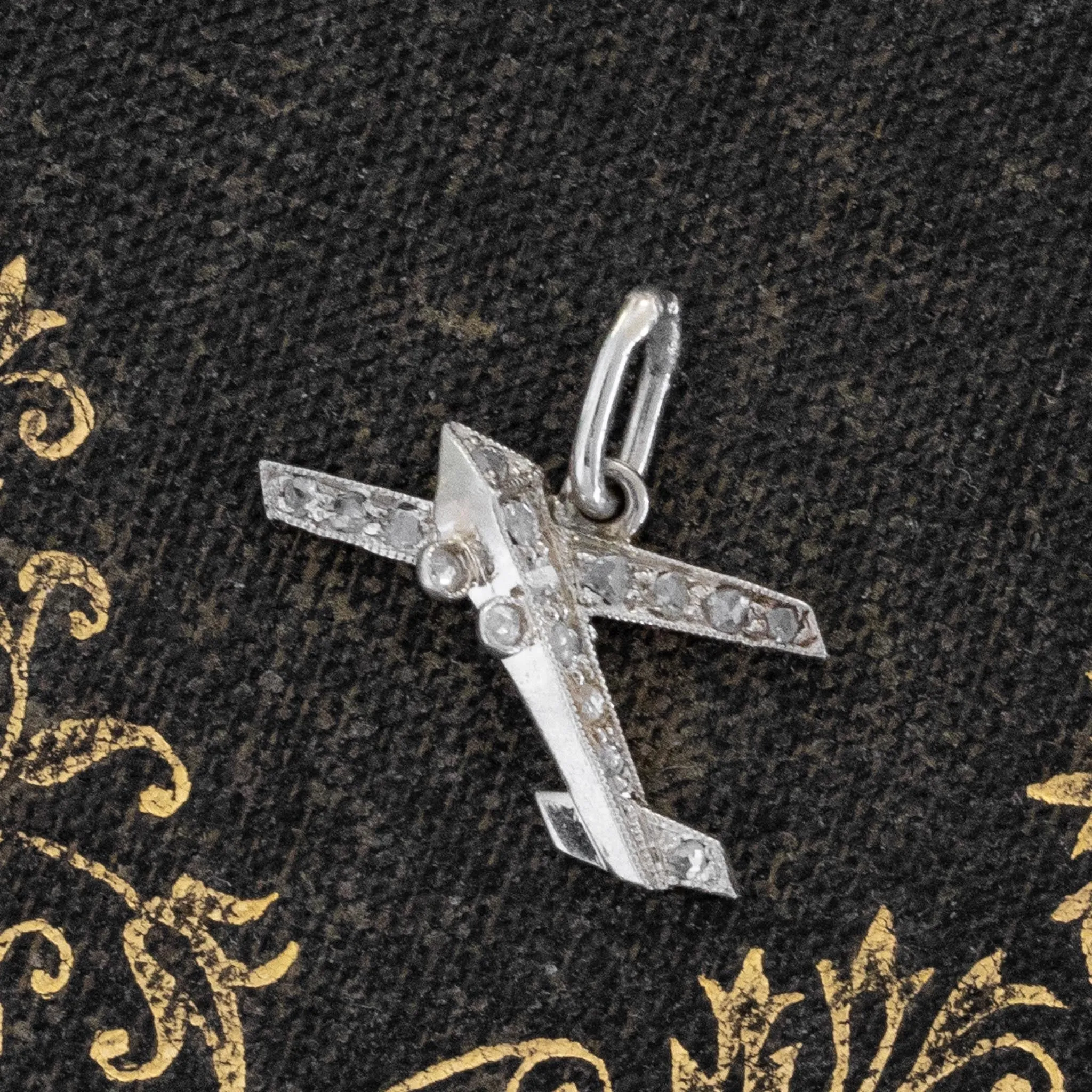 Vintage Diamond Airplane Charm