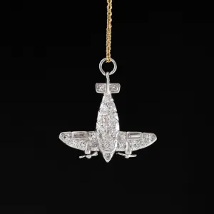 Vintage Diamond Airplane Charm