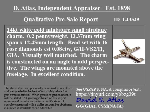 Vintage Diamond Airplane Charm