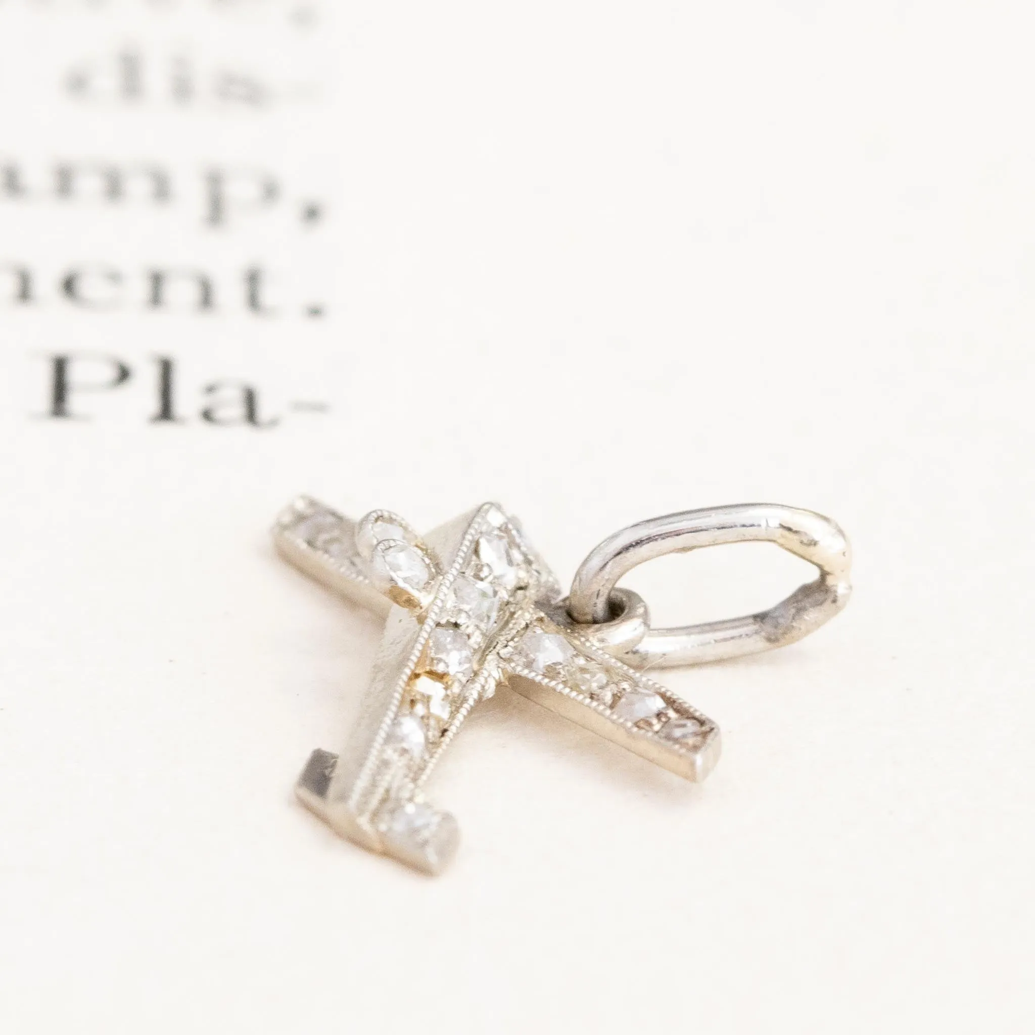 Vintage Diamond Airplane Charm
