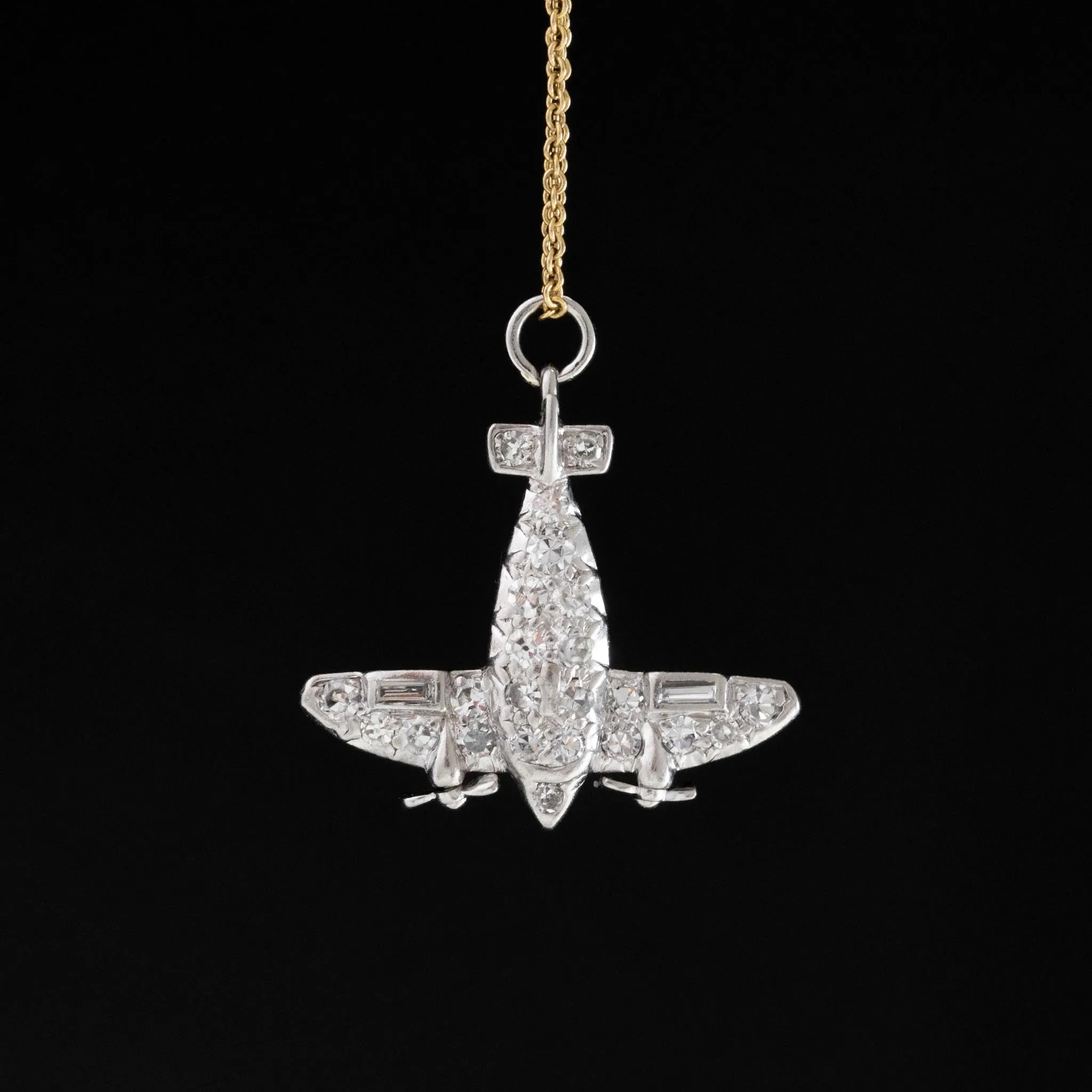 Vintage Diamond Airplane Charm