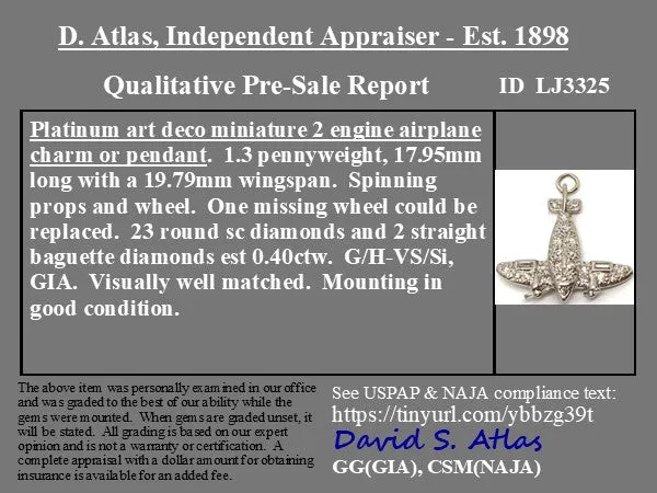 Vintage Diamond Airplane Charm