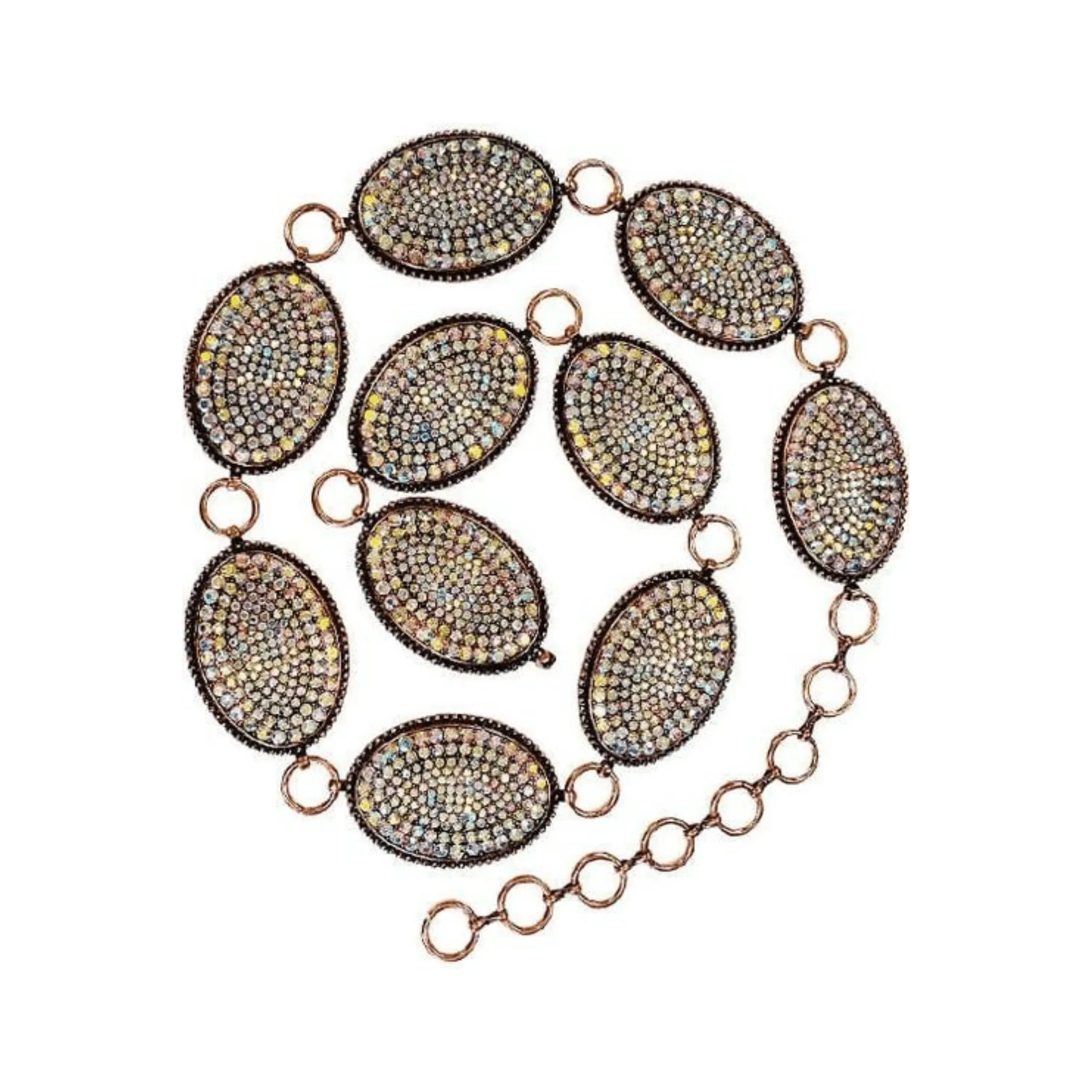 Western Concho Rhinestone Pave Fancy Chain Belt