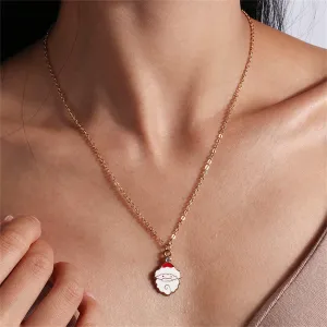 White Enamel & 18K Gold-Plated Cubic Zirconia-Accent Santa Pendant Necklace
