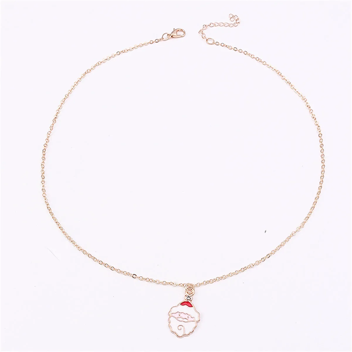 White Enamel & 18K Gold-Plated Cubic Zirconia-Accent Santa Pendant Necklace