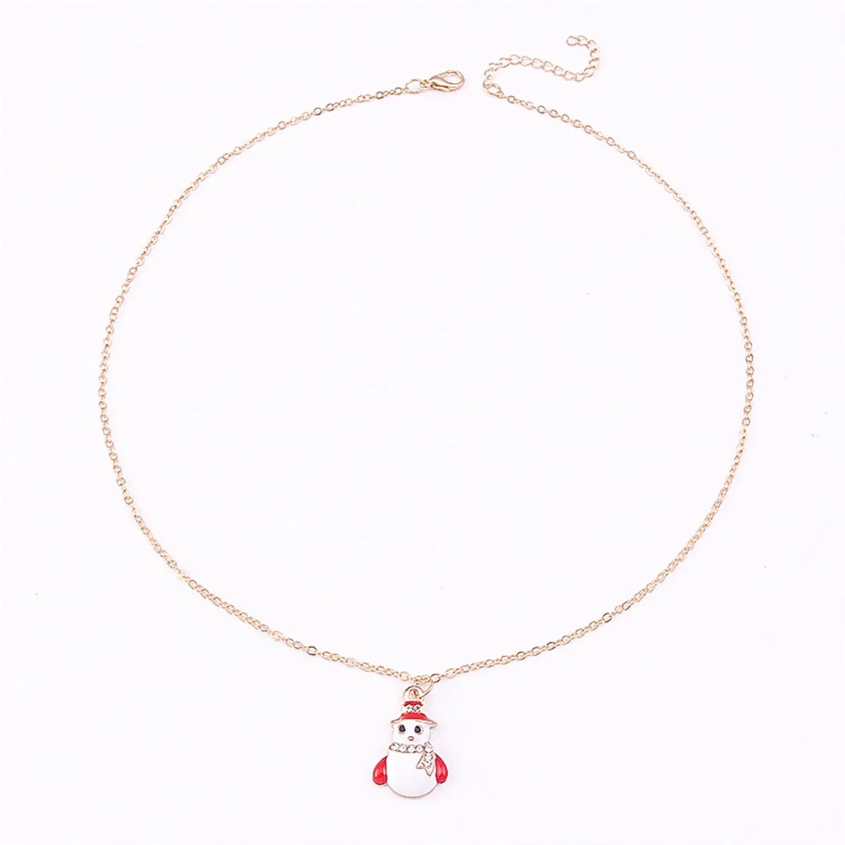 White Enamel & 18K Gold-Plated Cubic Zirconia-Accent Snowman Pendant Necklace