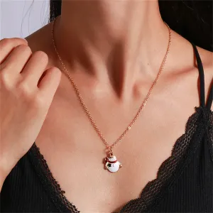White Enamel & 18K Gold-Plated Snowman Pendant Necklace