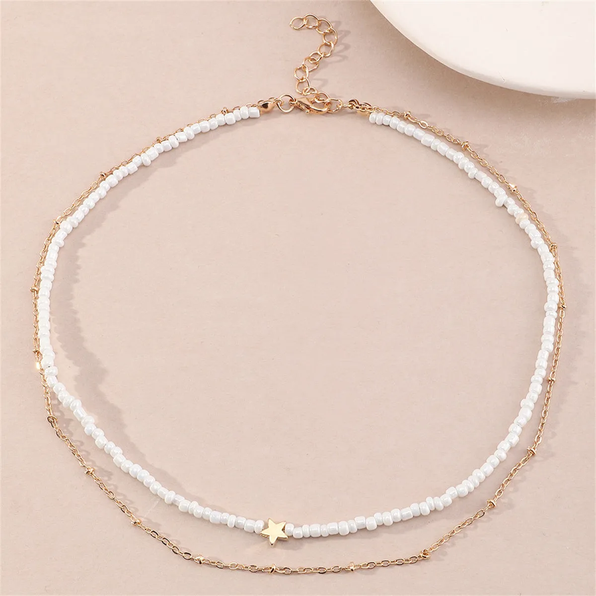 White Howlite & 18K Gold-Plated Star Layered Beaded Necklace