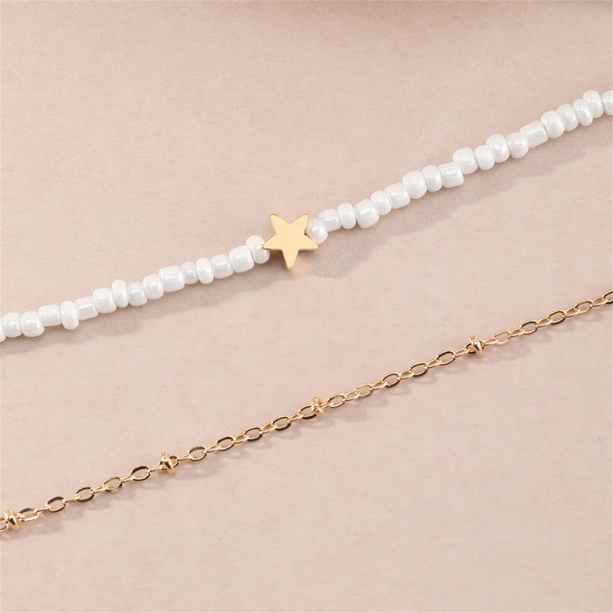 White Howlite & 18K Gold-Plated Star Layered Beaded Necklace