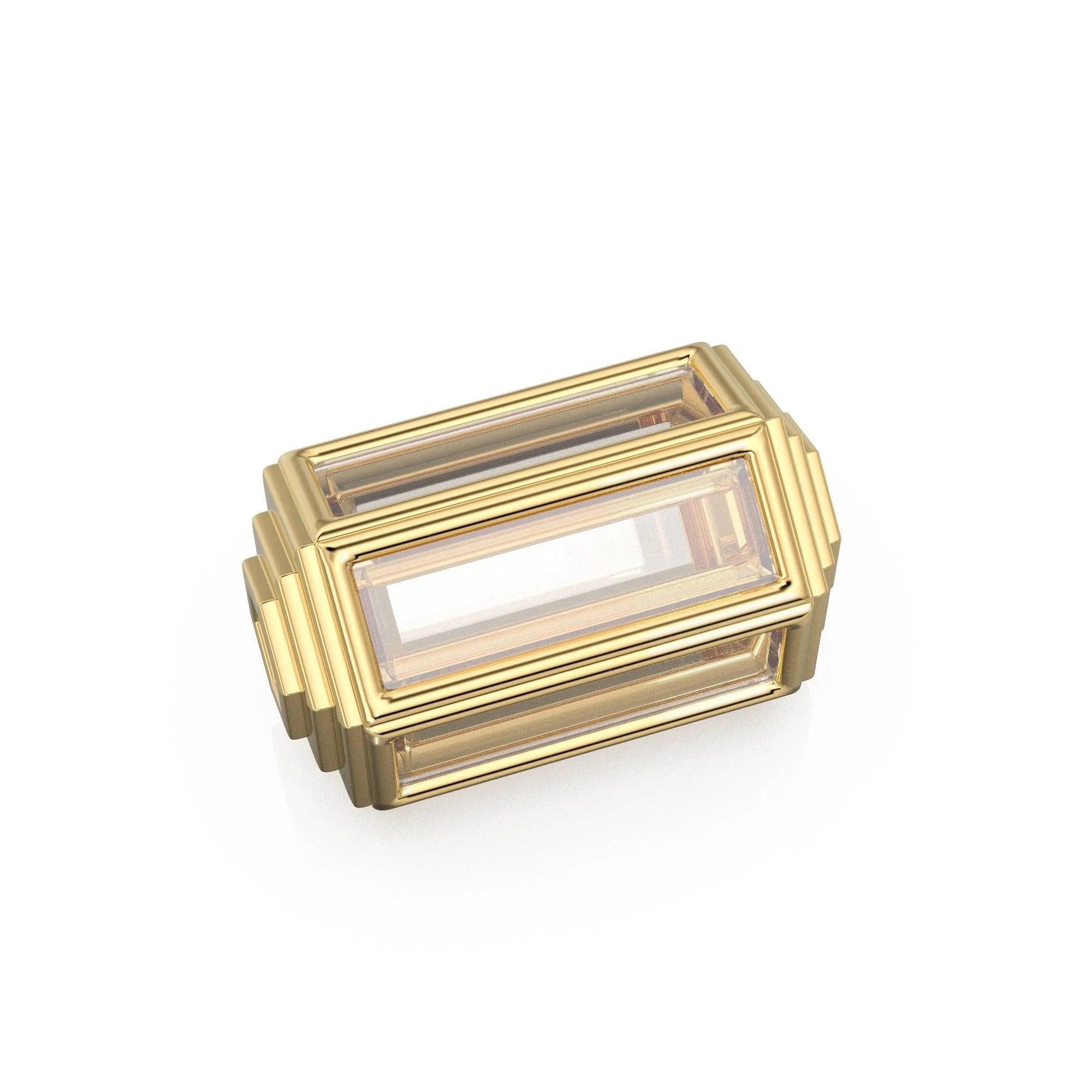 White Sapphire 18k Solid Yellow Gold Hexagon Spacer Beads / Jewelry Making Handmade Supplies / Designer Luxury Gold Findings