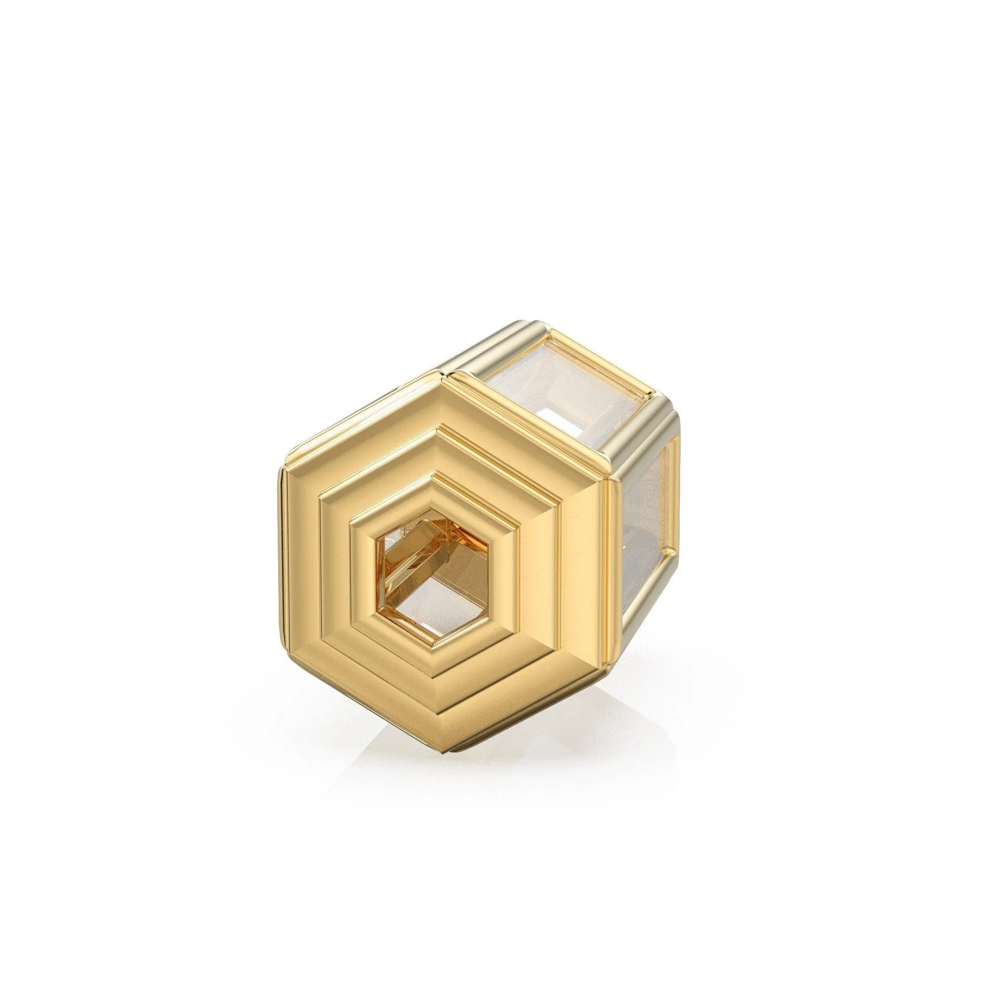 White Sapphire 18k Solid Yellow Gold Hexagon Spacer Beads / Jewelry Making Handmade Supplies / Designer Luxury Gold Findings