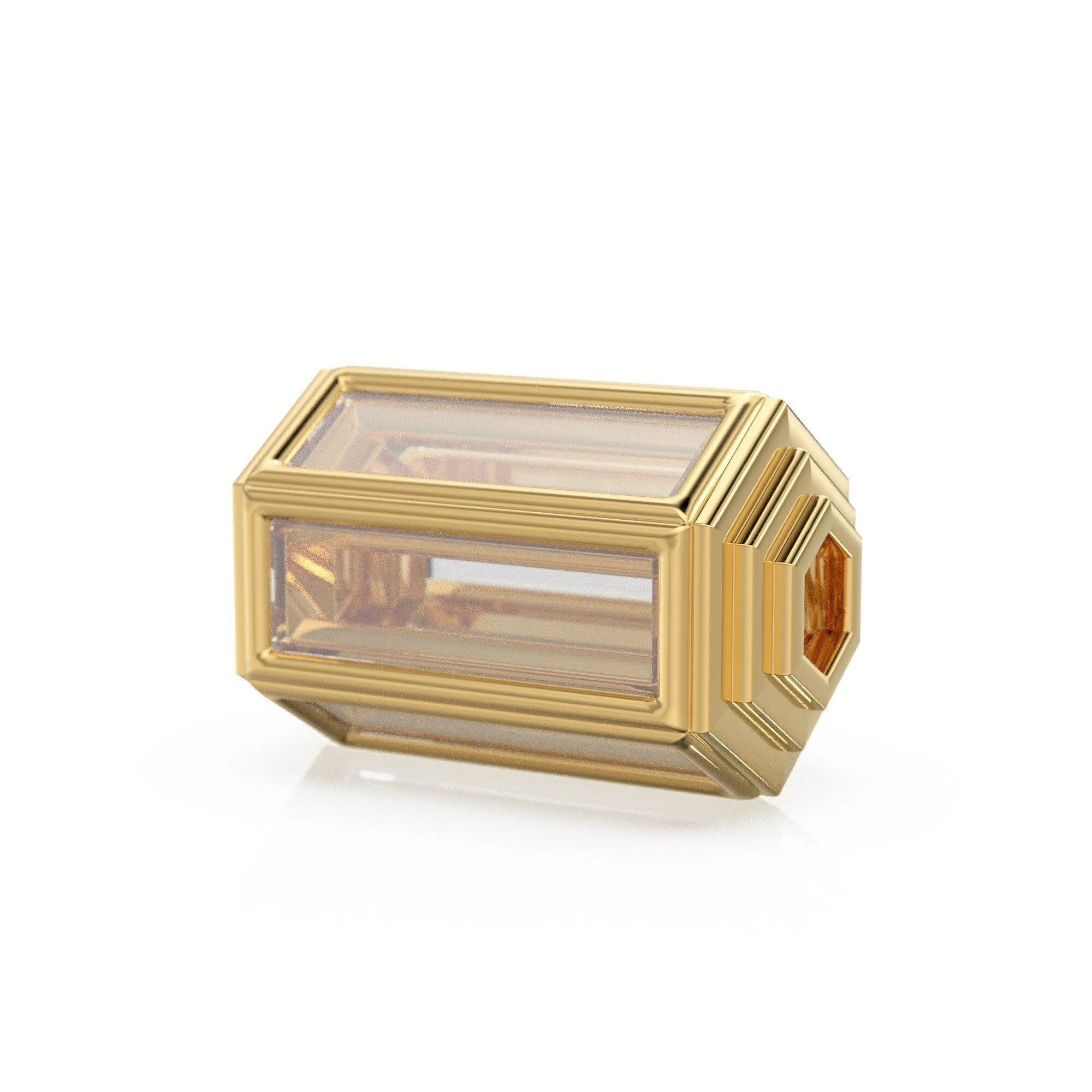 White Sapphire 18k Solid Yellow Gold Hexagon Spacer Beads / Jewelry Making Handmade Supplies / Designer Luxury Gold Findings