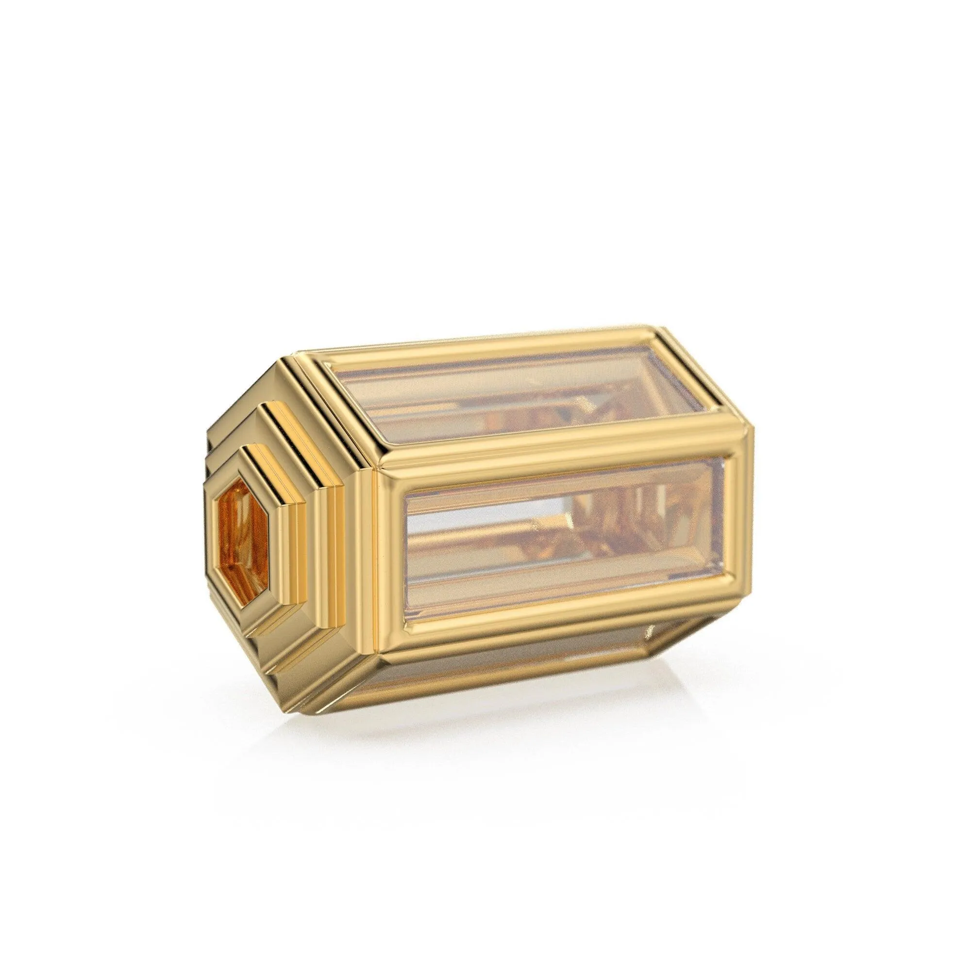 White Sapphire 18k Solid Yellow Gold Hexagon Spacer Beads / Jewelry Making Handmade Supplies / Designer Luxury Gold Findings