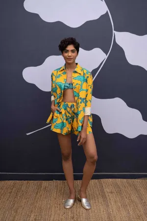 YAM   I  Malaga  MAUI YELLOW CO-ORD AND SAVAI BRALETTE YAMBILLIE11 - 2 (SHIRT & SHORTS)  YAMBL40 - 1 (BRALETTE) CO-ORD - COTTON  BRALETTE - SATIN CO-ORD - YELLOW  BRALETTE - BLUE  YAMBILLIE11  YAMBL41